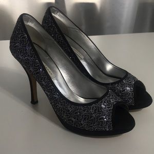 Black Beaded Special Occasion Shoes - 9.5